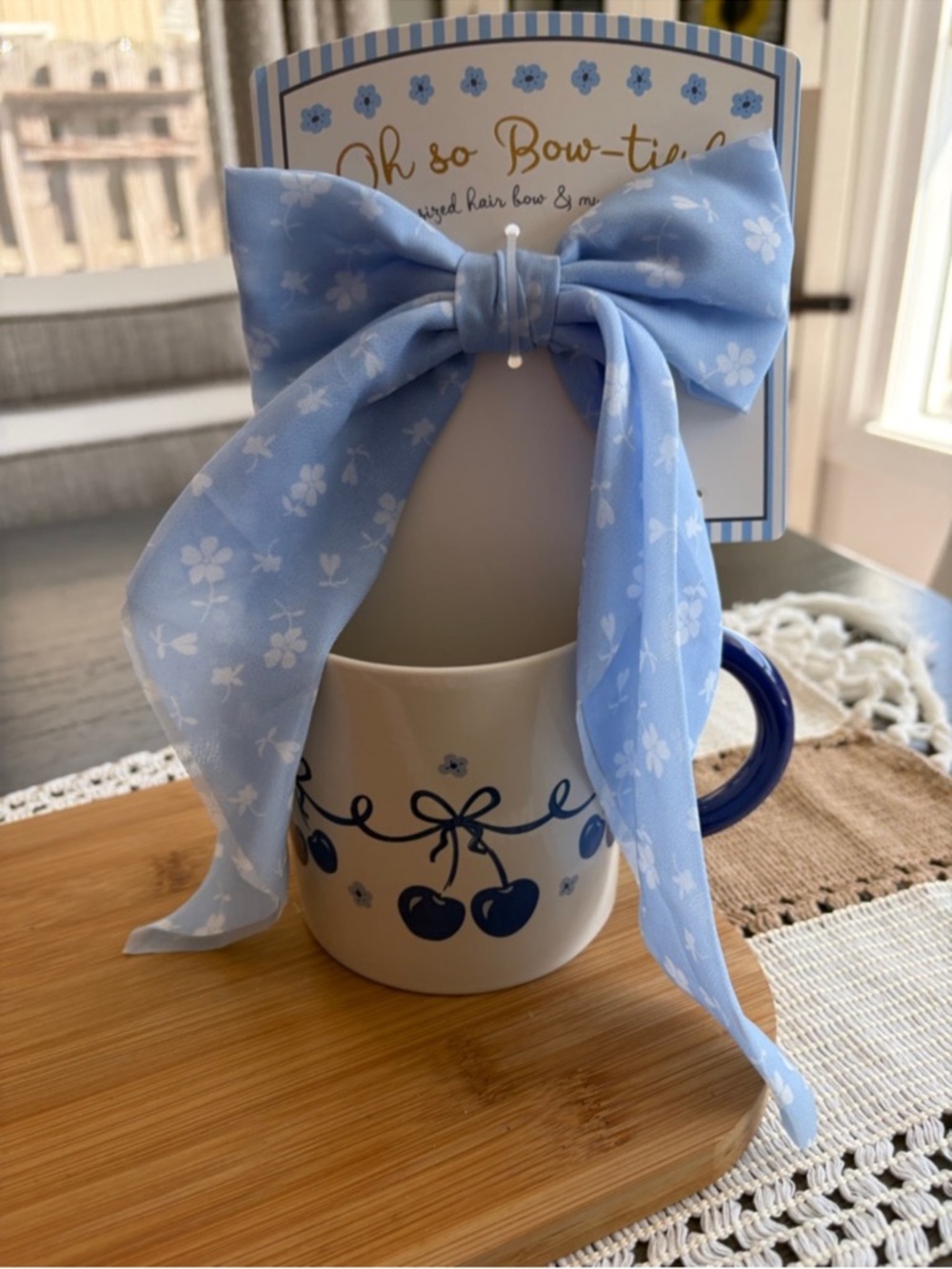 Blue Cherry Ceramic Mug - Classic Floral Design 🌸teachers gift, nurses week